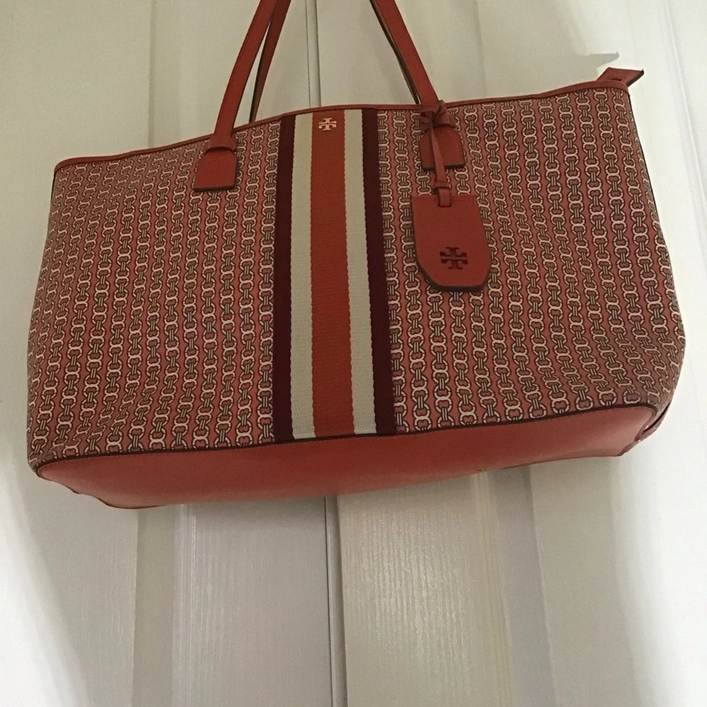 Tory Burch large Gemini link tote bag orange